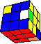 2 corners in space diagonal, 2 edges in horizontal diagonal back - 2 Ecken in einer Raumdiagonale, 2 Kanten in einer horizonjtalen Diagonale hinten