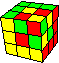 cube with inclosed edge triangle #2 - Wrfel mit eingeschlossenem Kantendreieck #2