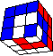 dots with cube in cube #1 back - Spiegelei mit Wrfel im Wrfel #1 hinten