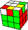 two corners swapped top diagonale, four edges in an odd cross - zwei Ecken oben diagonal vertauscht, vier Kanten in einem seltsamen Kreuztausch