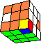 two edges, two corners swapped in a space diagonal back - zwei Kanten, zwei Ecken in einer Raumdiagonale vertauscht hinten