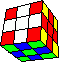 4 crosses turned around the cube, two boards up, down (back) - 4 Kreuze um den Wrfel gedreht, 2 Schachbretter oben, unten (hinten)