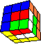 cube in cube with tricolor flags #1 back - Wrfel im Wfel mit dreifarbigen Fahnen #1 hinten