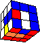 three flags in in cube in cube #3 back - drei Fahnen im Wrfel im Wrfel #3 hinten